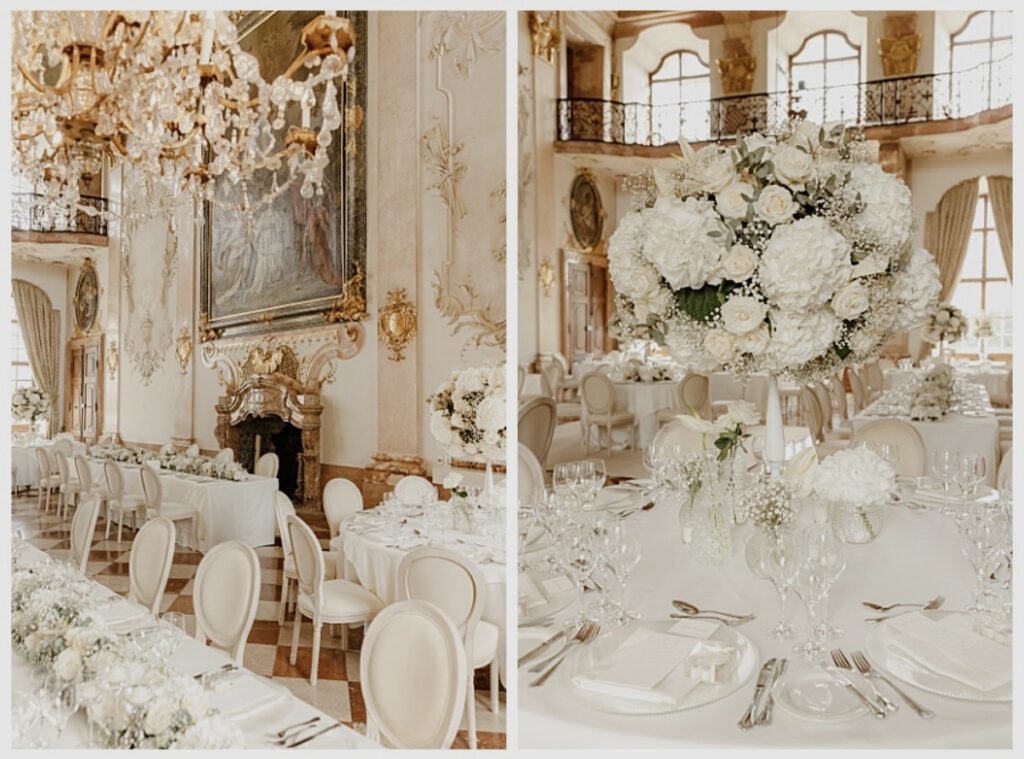 Elegante Hochzeitssaal im Schloss Leopoldskron in Salzburg